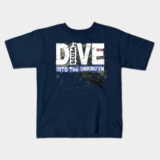 Scuba Diving T Shirt Dive into the Unknown Distressed Tee Kids T-Shirt